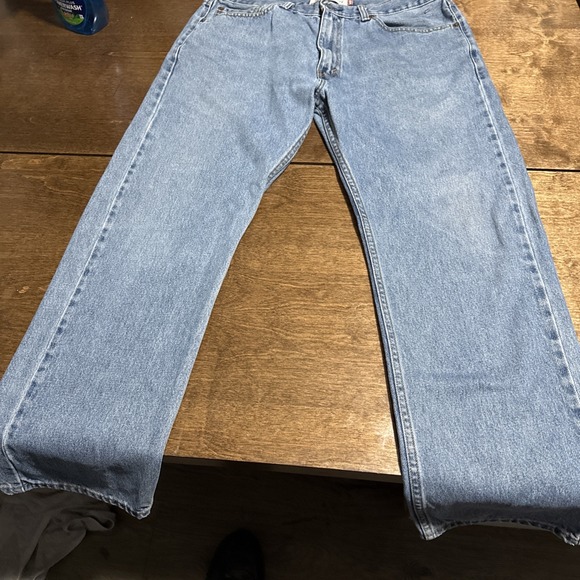 Levis Jeans Mens 36x30 Blue 505 Medium Wash Straight Leg Regular Fit Faded Denim - Picture 1 of 11